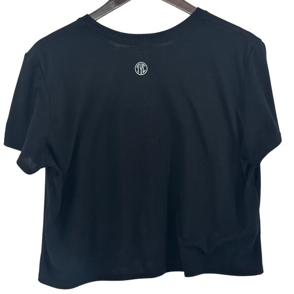 Til You Collapse Cropped T-Shirt Large Black White Activewear Running Cross Fit - Picture 2 of 4
